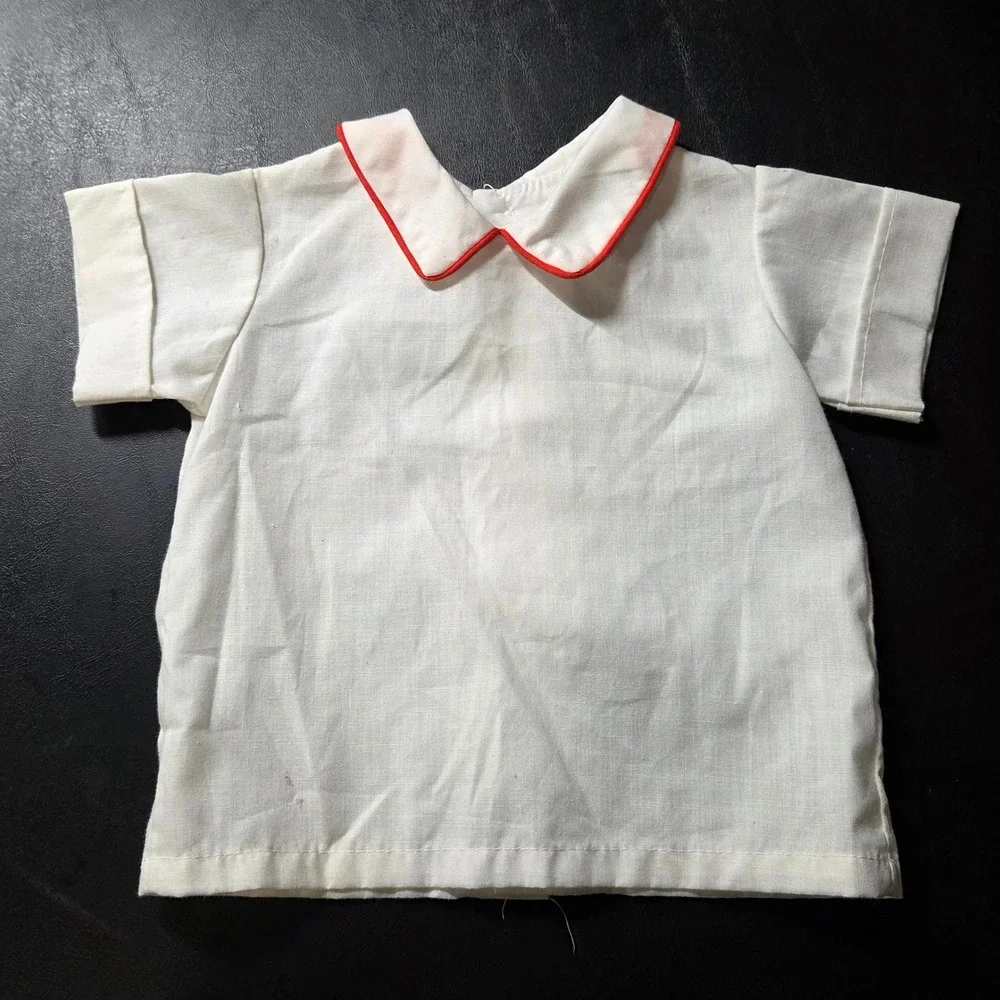 Trotter Street Vintage Overalls Set Kids 6M Blue White Good Animal Applique